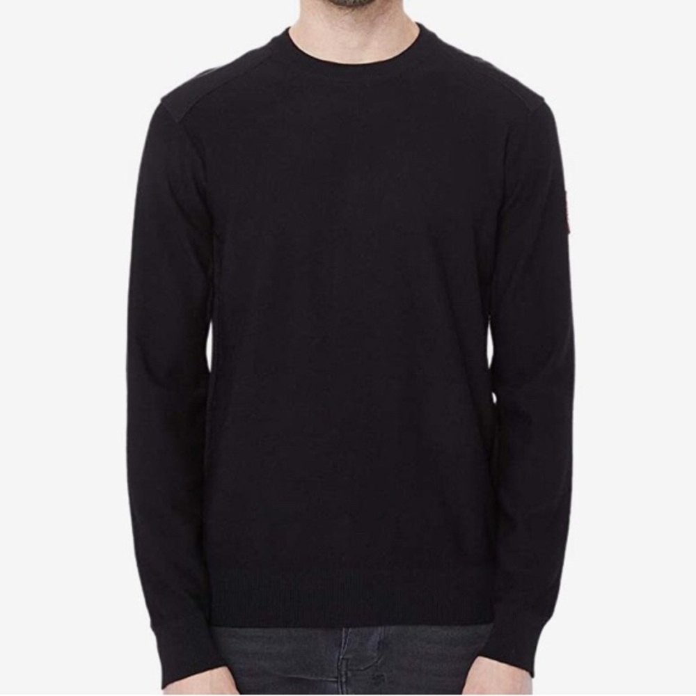 Giorgiolini Men’s 100%Wool Black Fine Knit Crew Neck Casual Sweater XL